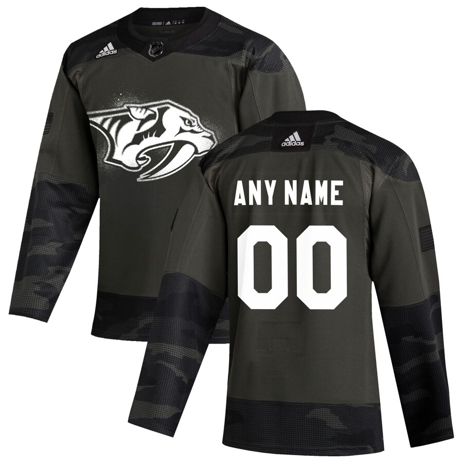 Nashville Predators Adidas 2019 Veterans Day Authentic Custom Practice NHL Jersey Camo->customized nhl jersey->Custom Jersey